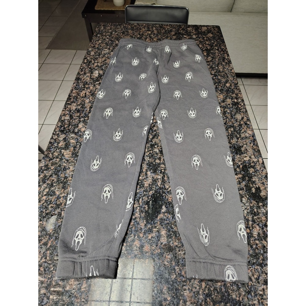 Ghostface Scream Horror Movie Sleep Pants Mens Medium Gray Lounge Joggers Fleece